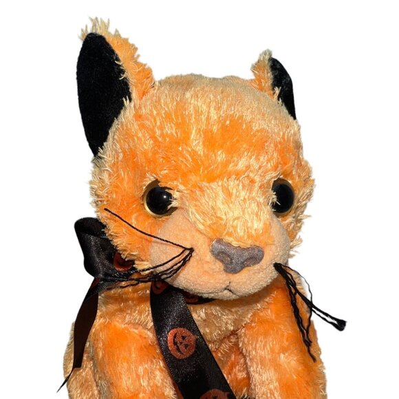 Vintage Ty Beanie Buddy Scared E Cat Plush Stuffed Animal 11" Orange Halloween - Picture 2 of 9